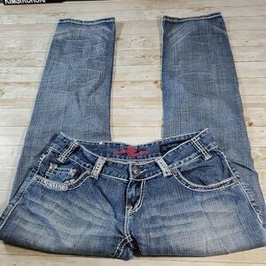 Rock & Roll Cowgirl Low Rise Thick Stitch SOFT Skinny Jeans W0S2233 Size 29 x 32